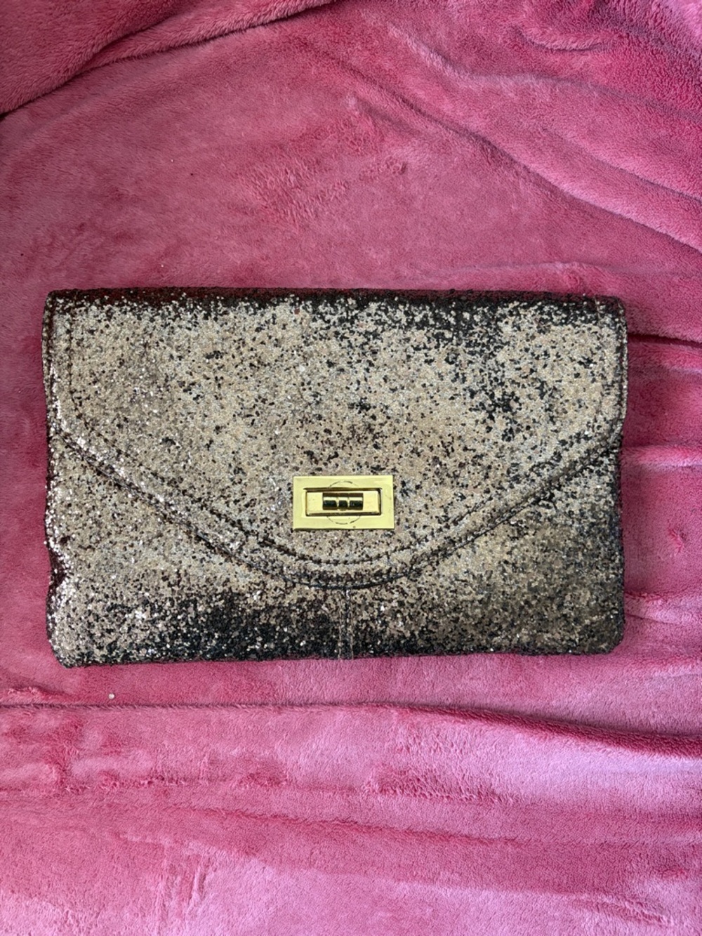 Glitter Envelope Clutch – Gold Sparkle